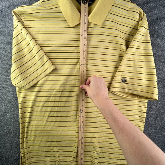 Brooks Brothers Country Club Prosport Men’s Yellow Striped Short Sleeve Polo L - Picture 3 of 11